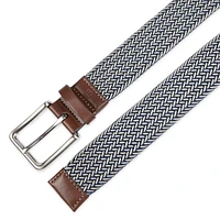 Tailored Flex by Haggar Men's 35mm Stretch Fabric Braid w/ Faux Leather Trim Belt