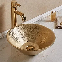 American Imaginations 16.14-in. W Above Counter Gold Bathroom Vessel Sink For Deck Mount Deck Mount Drilling AI-27917