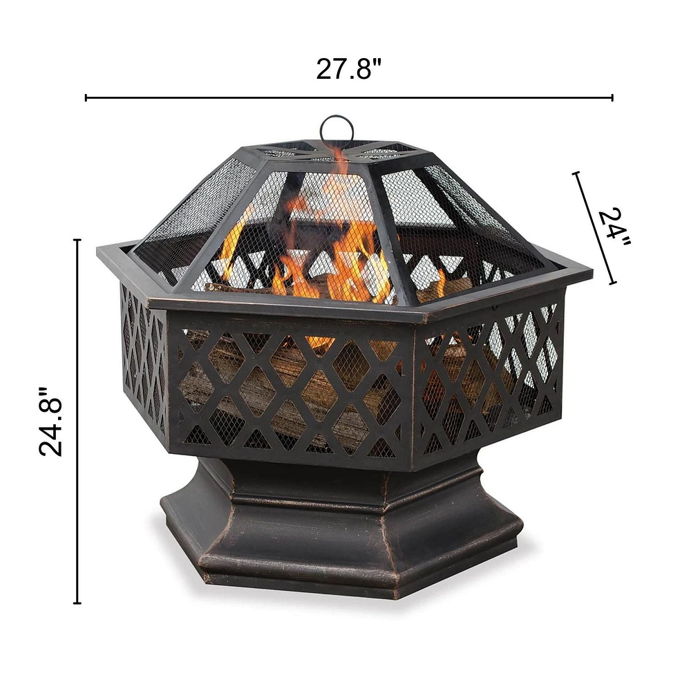 Endless Summer Oil Rub Bronze Hex Firebowl with Lattice Design