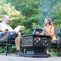 Endless Summer Oil Rub Bronze Hex Firebowl with Lattice Design