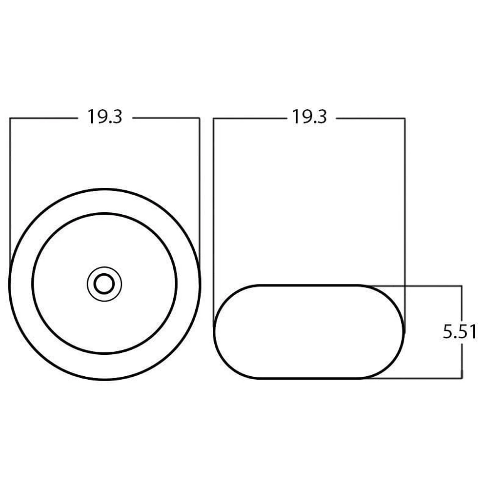 American Imaginations 19.3-in. W Above Counter Black Swirl-White Bathroom Vessel Sink For Deck Mount Deck Mount Drilling AI-27924