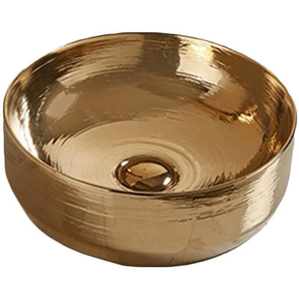 American Imaginations 13.89-in. W Above Counter Gold Bathroom Vessel Sink For Deck Mount Deck Mount Drilling AI-27929