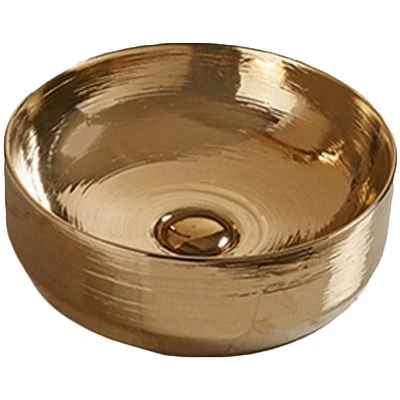 American Imaginations 13.89-in. W Above Counter Gold Bathroom Vessel Sink For Deck Mount Deck Mount Drilling AI-27929