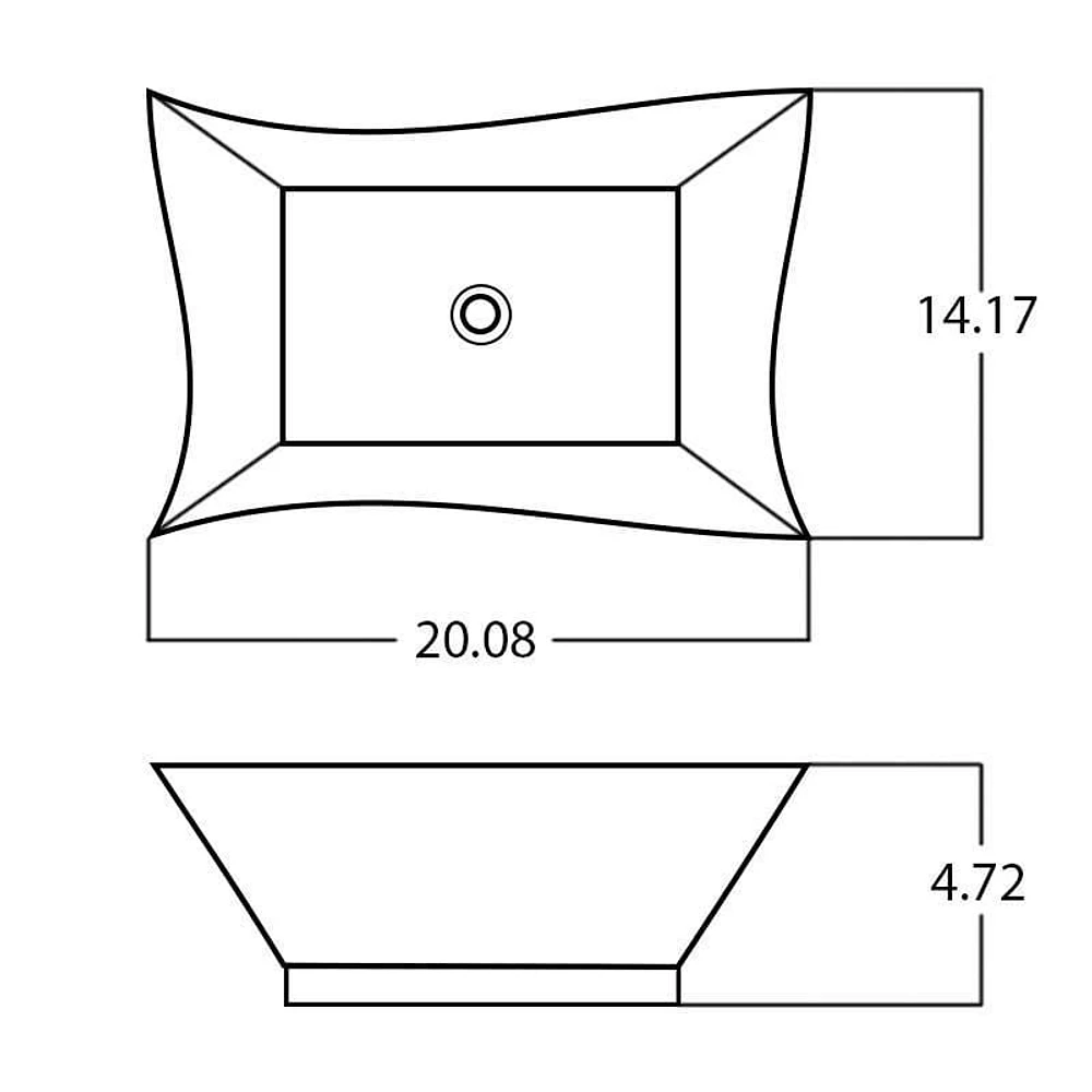 American Imaginations 20.08-in. W Above Counter Silver Bathroom Vessel Sink For Deck Mount Deck Mount Drilling AI-27936