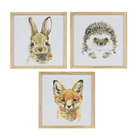 hometrends Woodland Animals Framed Art 3 Piece Set