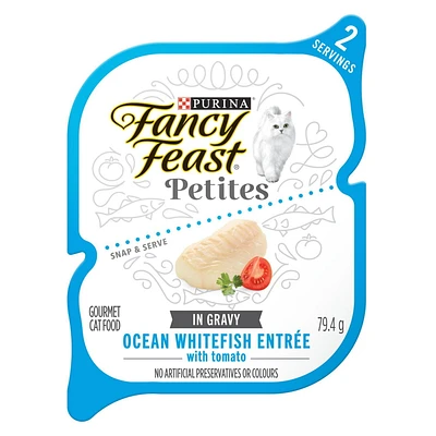 Fancy Feast Petites Ocean Whitefish Entrée with Tomato in Gravy, Wet Cat Food 79.4g, 79.4g