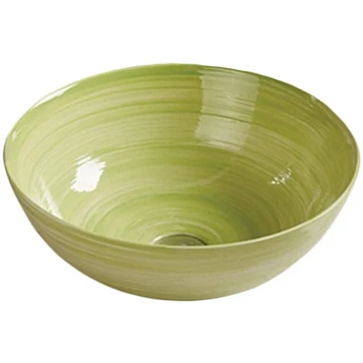 American Imaginations 14.09-in. W Above Counter Olive Swirl Bathroom Vessel Sink For Wall Mount Wall Mount Drilling AI