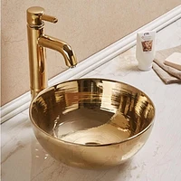 American Imaginations -in. W Above Counter Gold Bathroom Vessel Sink For Wall Mount Wall Mount Drilling AI