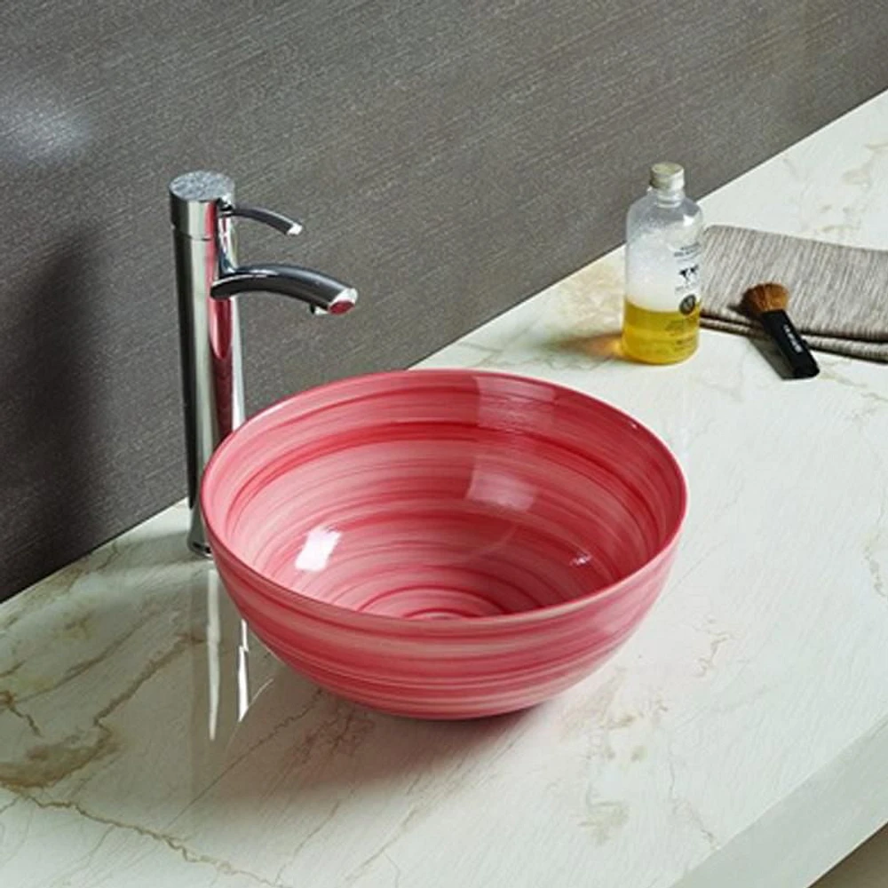 American Imaginations -in. W Above Counter Swirl Bathroom Vessel Sink For Wall Mount Wall Mount Drilling AI