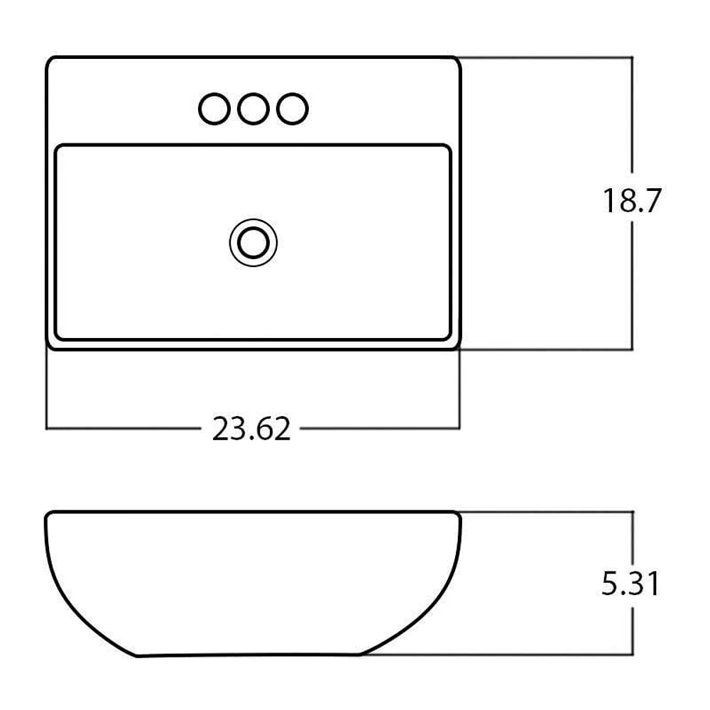 American Imaginations 23.62-in. W Above Counter Gold Bathroom Vessel Sink For 3H4-in. Center Drilling AI-28534