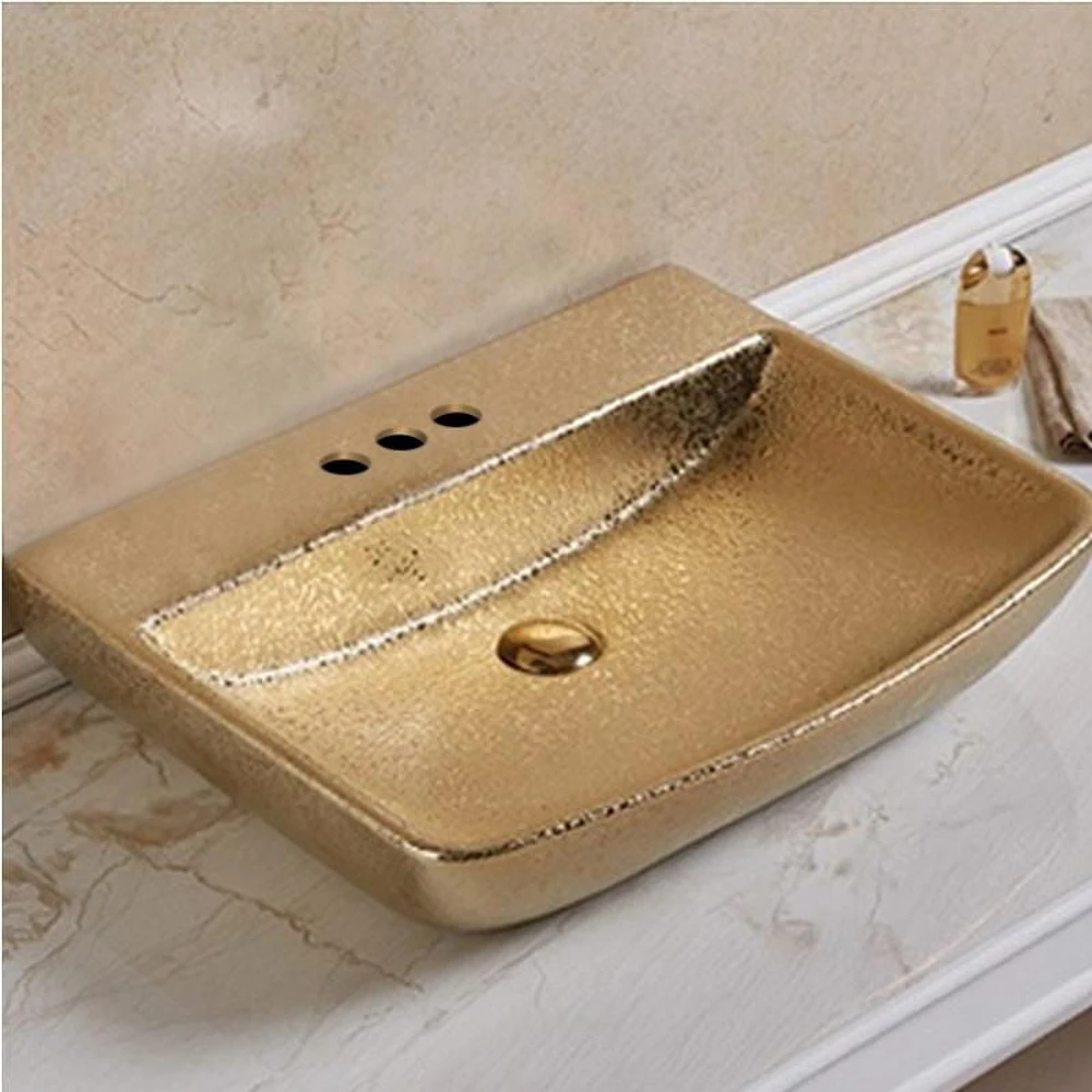 American Imaginations 23.62-in. W Above Counter Gold Bathroom Vessel Sink For 3H4-in. Center Drilling AI-28534