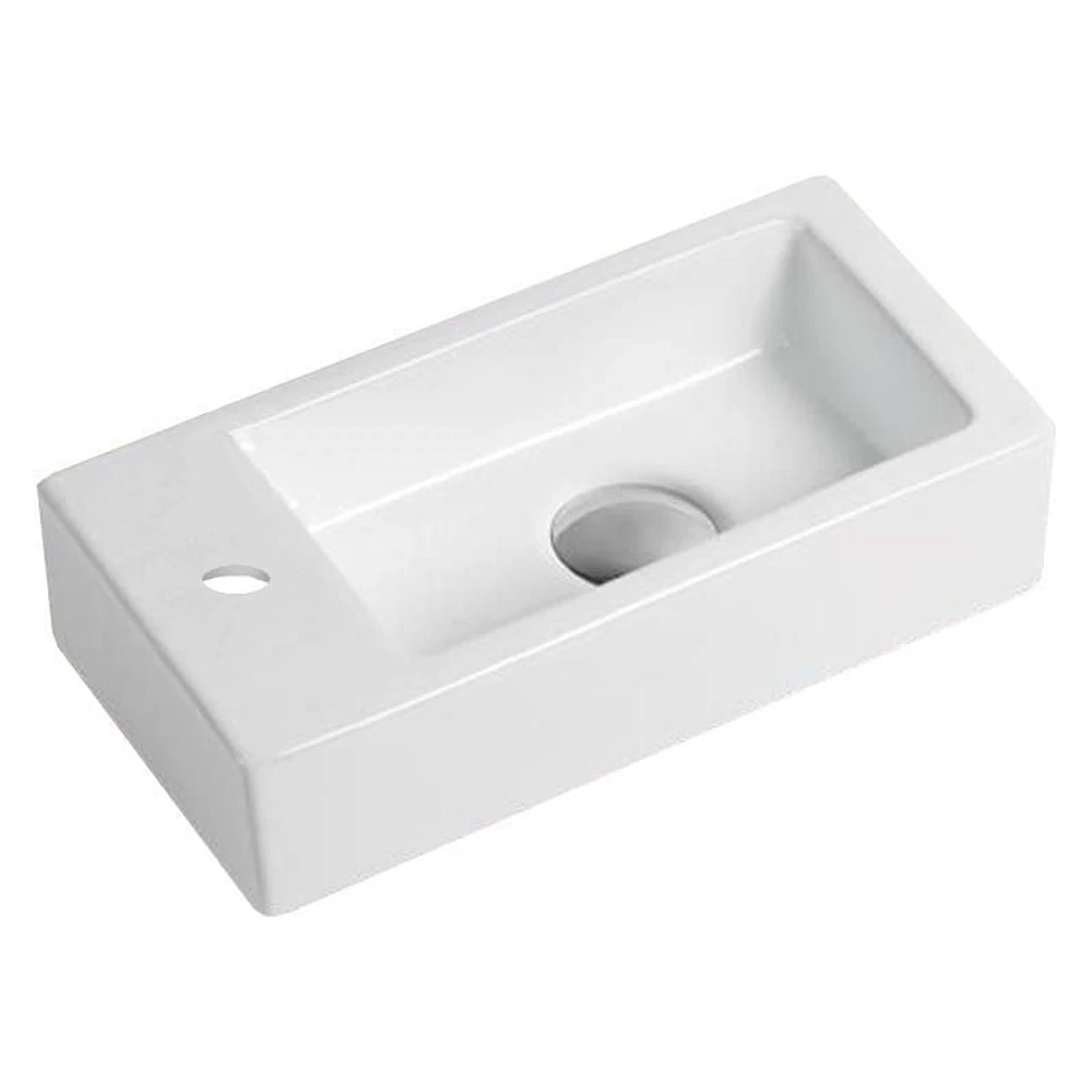 American Imaginations 14.5-in. W Above Counter White Bathroom Vessel Sink For 1 Hole Left Drilling AI-28159