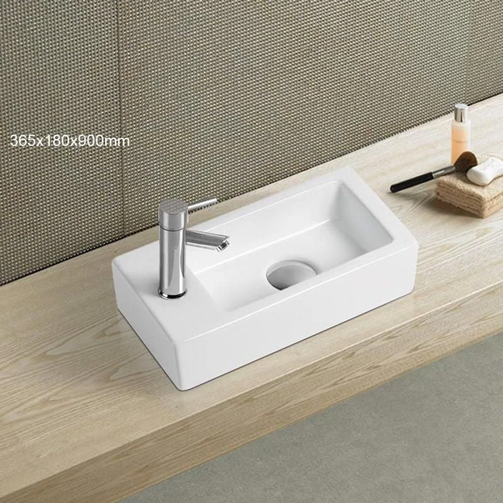 American Imaginations 14.5-in. W Above Counter White Bathroom Vessel Sink For 1 Hole Left Drilling AI-28159