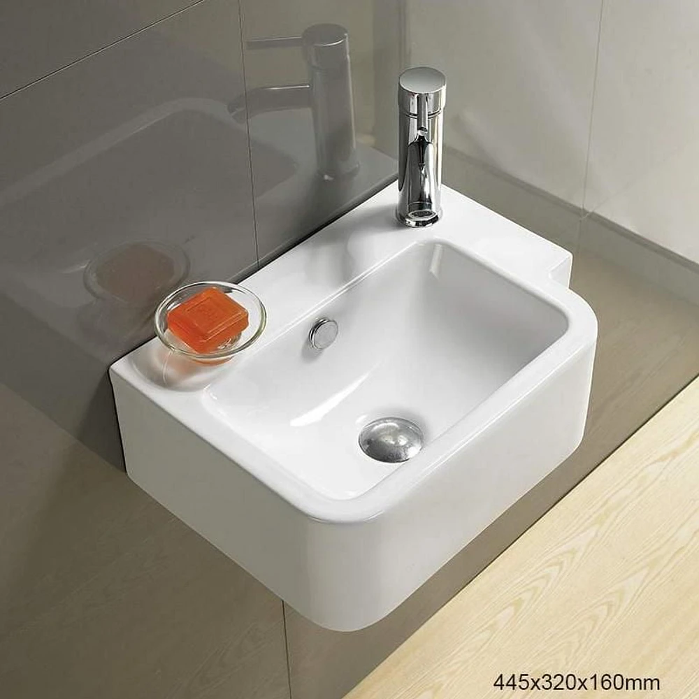 American Imaginations -in. W Wall Mount Bathroom Vessel Sink For 1 Hole Right Drilling AI