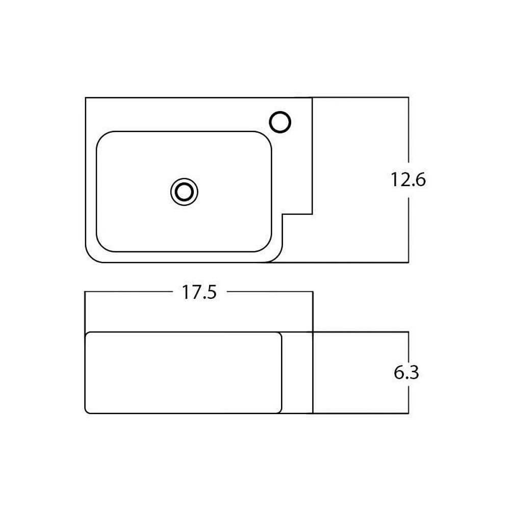 American Imaginations -in. W Wall Mount Bathroom Vessel Sink For 1 Hole Right Drilling AI