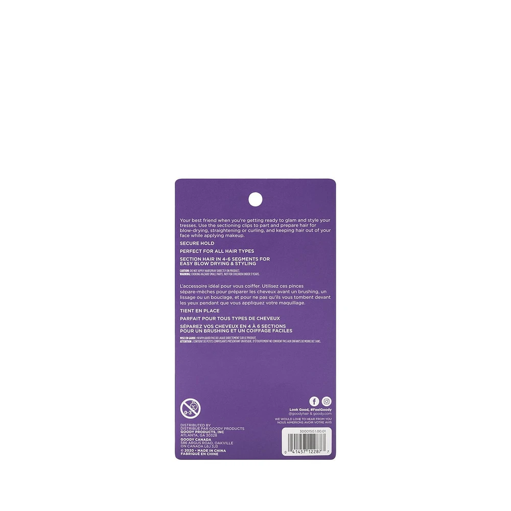 Goody Grooved Sectioning Clips - Hair Styling Clips - 5 Ct, Goody Clip
