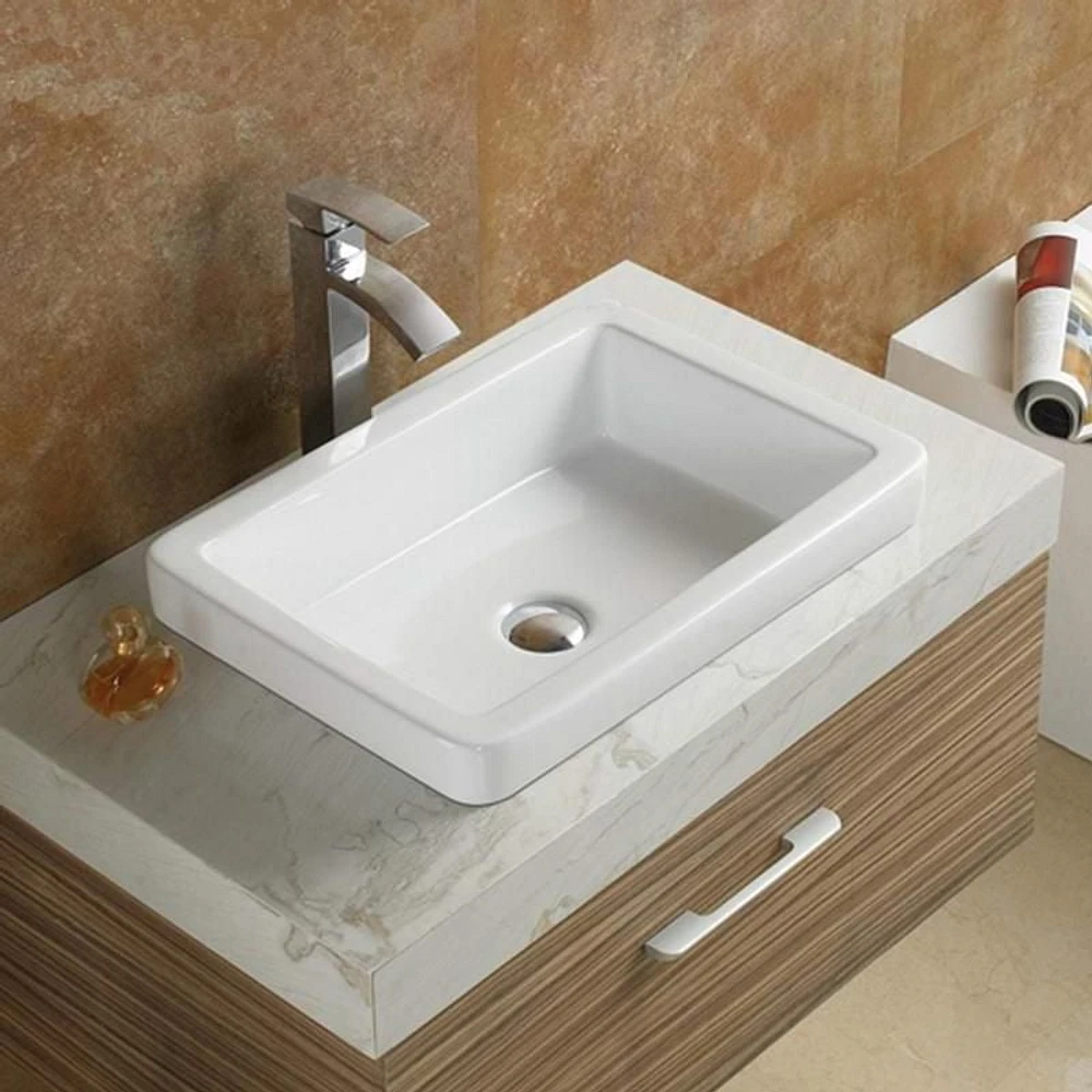 American Imaginations 20.5-in. W Drop In White Bathroom Vessel Sink For Wall Mount Wall Mount Drilling AI-28236