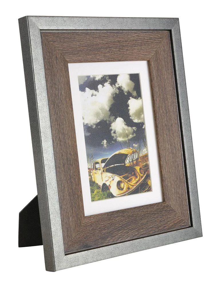 kieragrace Railtown Benton Frame – 5-Inch by 7-Inch, Matted for 4-Inch by 6-Inch, Iron Grey, Walnut Wood