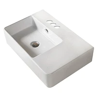 American Imaginations 23.8-in. W Wall Mount White Bathroom Vessel Sink For 3H4-in. Left Drilling AI-28305