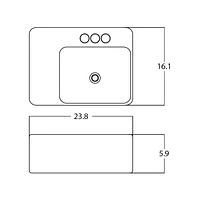 American Imaginations 23.8-in. W Wall Mount White Bathroom Vessel Sink For 3H4-in. Left Drilling AI-28305