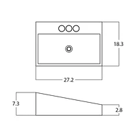 American Imaginations 27.2-in. W Wall Mount White Bathroom Vessel Sink For 3H4-in. Center Drilling AI-28314