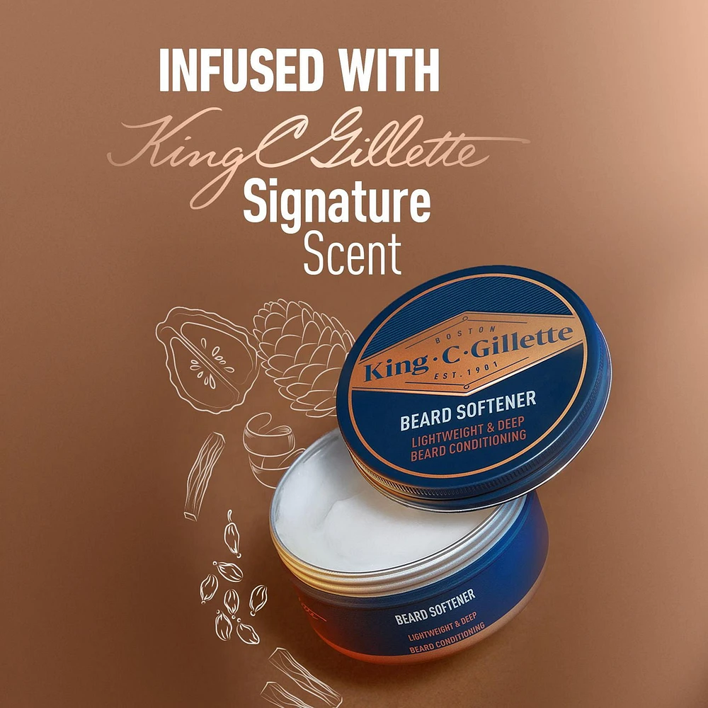 King C. Gillette Beard Softener, beard balm with argan oil for beard softening and deep conditioning, 100ML