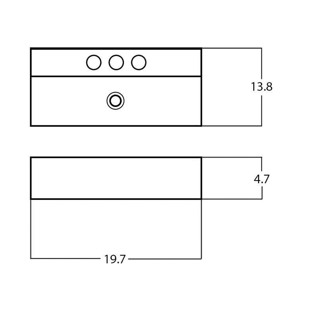 American Imaginations -in. W Above Counter Bathroom Vessel Sink For 3H8-in. Center Drilling AI