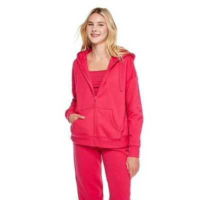Haut à capuchon surdimensionné zippé sur la longueur No Boundaries pour femmes Tailles TP–TTG