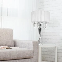 Elegant Designs Trendy Romantic Sheer Shade Table Lamp with Hanging Crystals