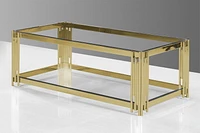 K-Living Luna Coffee Table with Clear Tempered Glass Top & Gold Polished Stainless-Steel Base