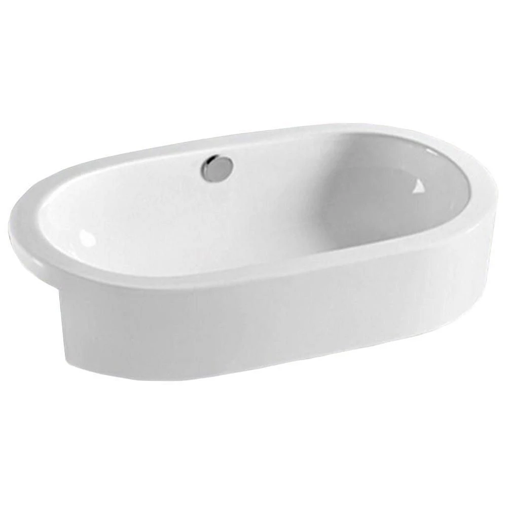 American Imaginations 24.8-in. W Semi-Recessed White Bathroom Vessel Sink For Wall Mount Wall Mount Drilling AI-28449