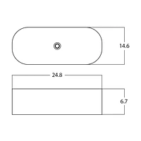 American Imaginations 24.8-in. W Semi-Recessed White Bathroom Vessel Sink For Wall Mount Wall Mount Drilling AI-28449