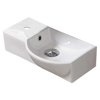 American Imaginations 14.7-in. W Wall Mount White Bathroom Vessel Sink For 1 Hole Left Drilling AI-28585