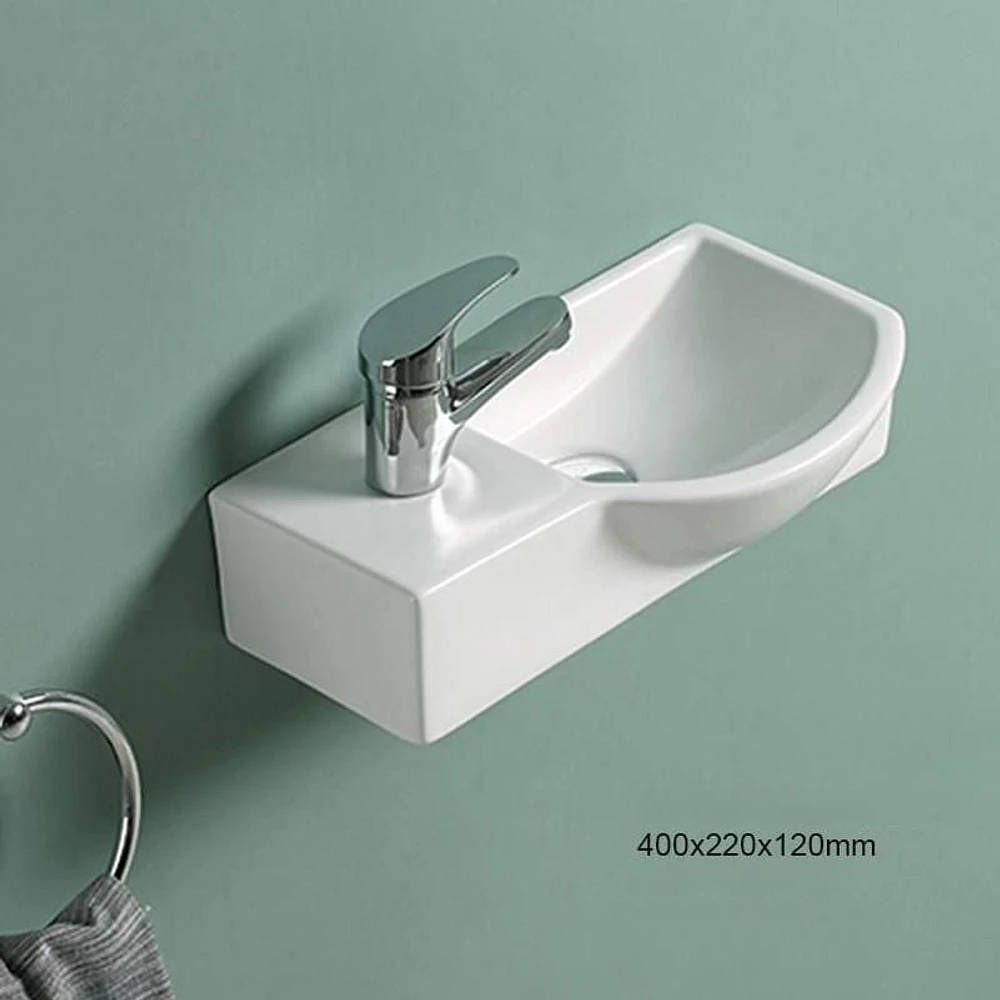 American Imaginations 14.7-in. W Wall Mount White Bathroom Vessel Sink For 1 Hole Left Drilling AI-28585