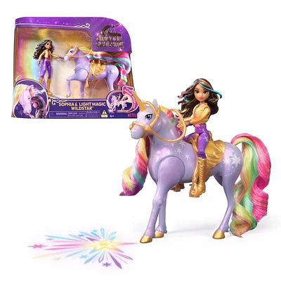 Unicorn Academy, Sophia & Light Magic Wildstar with Rainbow Light-up Effects, 2 Riding Accessories, Dolls & Unicorn Toys for Girls Ages 4 and up