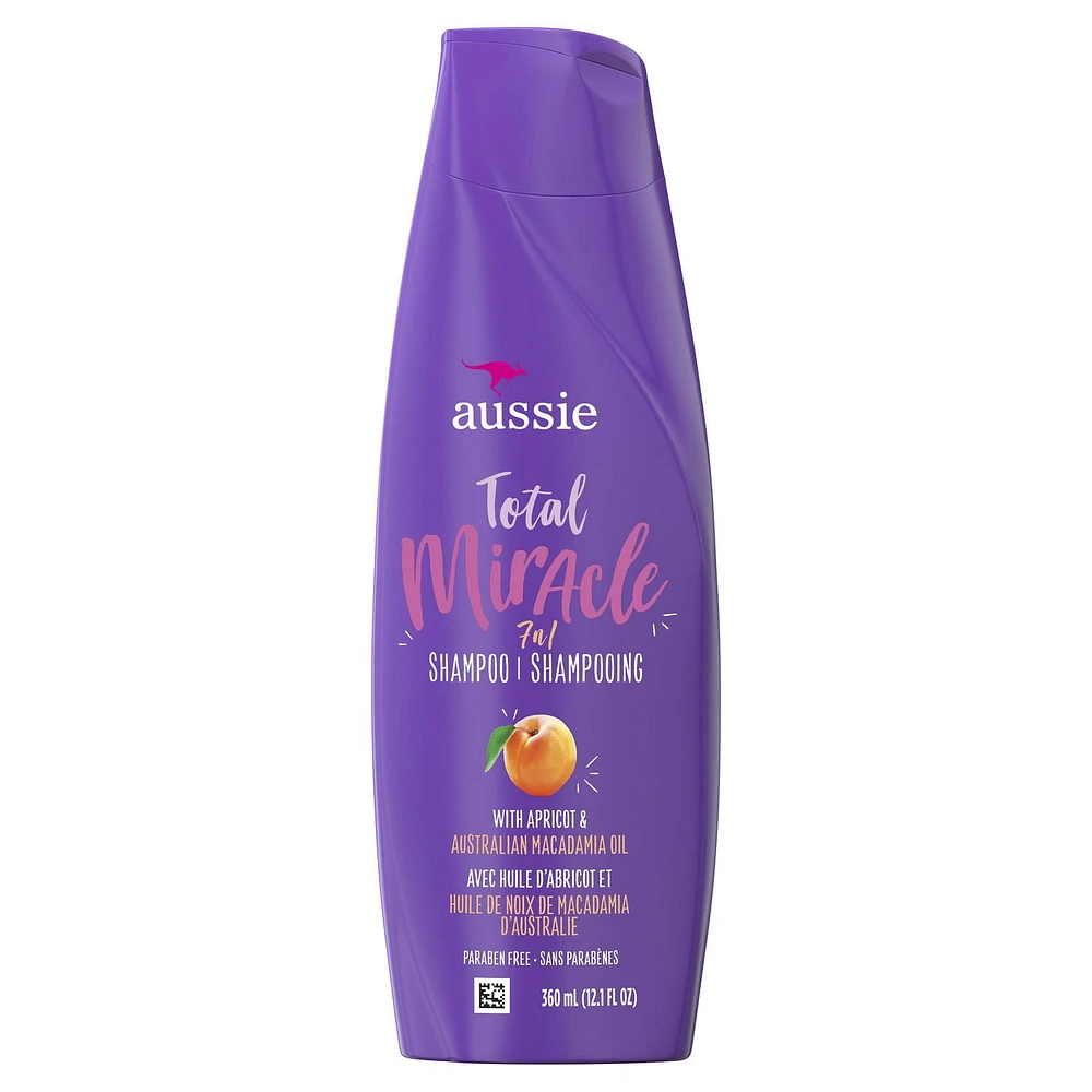 Aussie Paraben-Free Total Miracle Shampoo w/ Apricot & Macadamia For Hair Damage, 360 mL