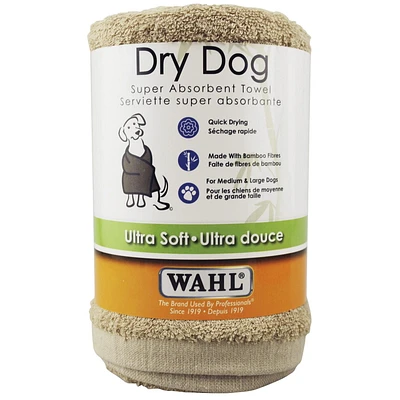 Wahl Ultra Soft Dry Dog Towel for Med / Large Dogs, Super absorbent & quick dry