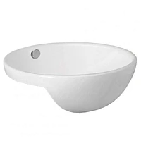 American Imaginations 17.1-in. W Semi-Recessed White Bathroom Vessel Sink For Deck Mount Deck Mount Drilling AI-28398