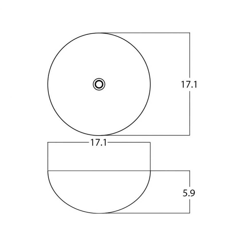 American Imaginations 17.1-in. W Semi-Recessed White Bathroom Vessel Sink For Deck Mount Deck Mount Drilling AI-28398