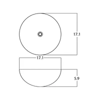 American Imaginations 17.1-in. W Semi-Recessed White Bathroom Vessel Sink For Deck Mount Deck Mount Drilling AI-28398