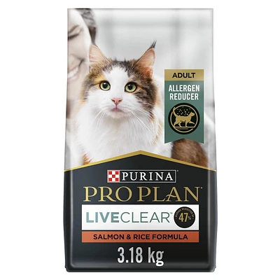 Purina Pro Plan LiveClear Salmon & Rice Formula, Dry Cat Food 3.18 kg