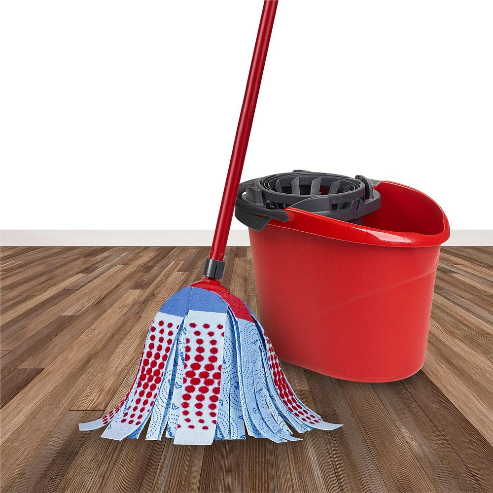 Vileda SuperTwist 3Action Mop & QuickWring Bucket System with 1 Extra Mop Refill