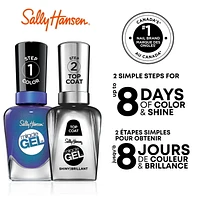 Sally Hansen Miracle Gel, vernis à ongles en gel, vernis à ongles résistant à l'écaillage, dure jusqu'à 8 jours Réussissez une manucure* qui dure jusqu’à 8 jours depuis le confort de votre domicile grâce au Sally Hansen Miracle Gel™. Notre vernis à ongles simili-gel 100 % végétalien vous donne des résultats de qualité professionnelle en 2 étapes simples (vernis + couche de finition)