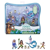 Disney's Raya and the Last Dragon Kumandra Story Set, 7 Dolls and Doll Accessories, Raya, Sisu Human, Ongis, Boun, and Sisu, Toy for Kids