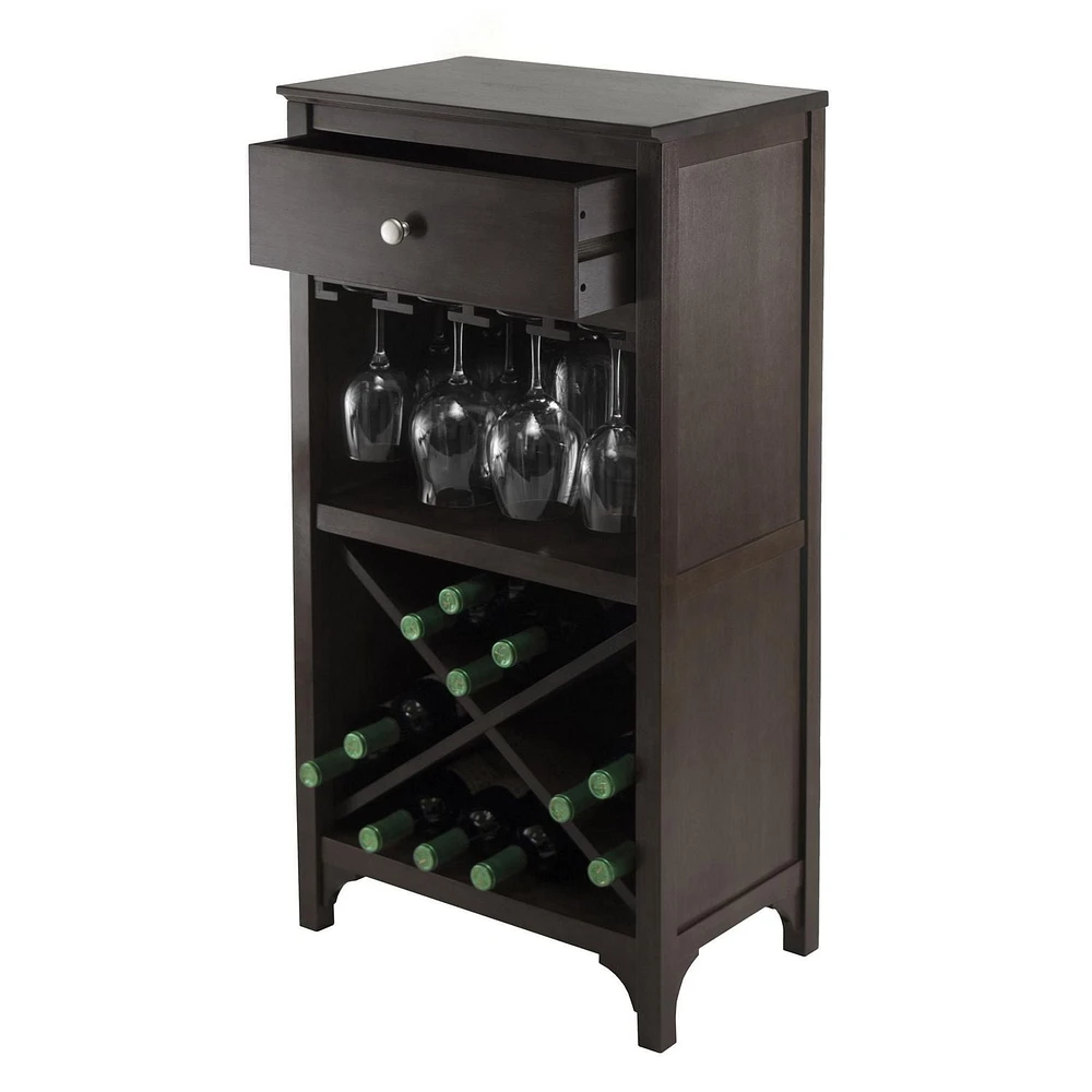 92745- Ancona Modular Wine Cabinet with One Drawer, Glass Rack, X Shelf