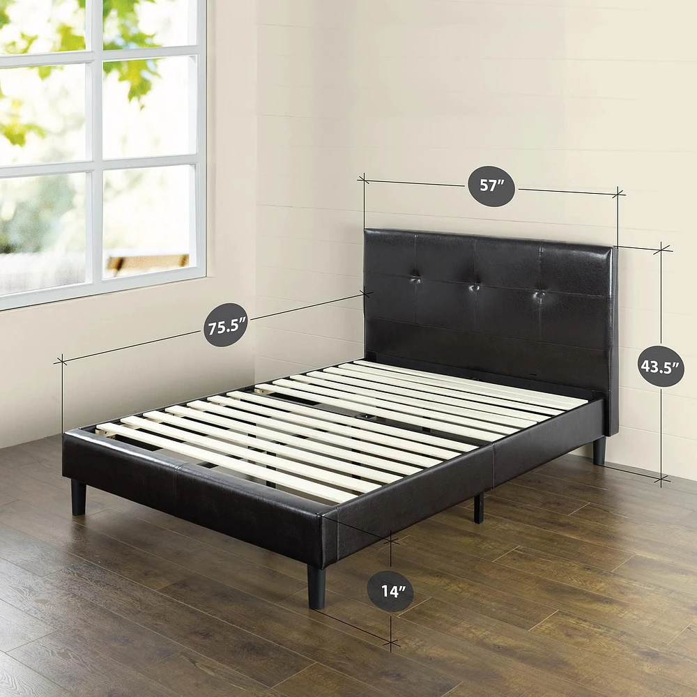 Zinus Kitch Faux Leather Upholstered Platform Bed Frame