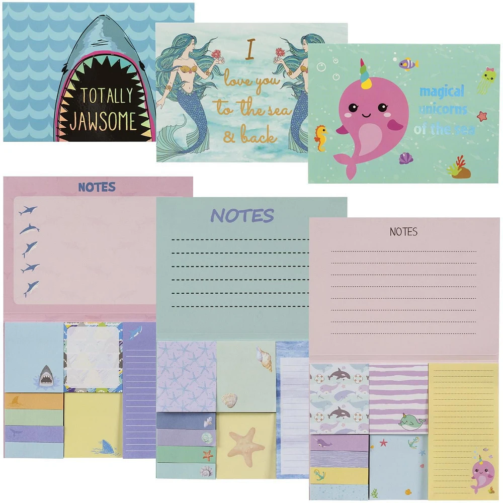 Sticky Note Set with Designs, 3 Pack