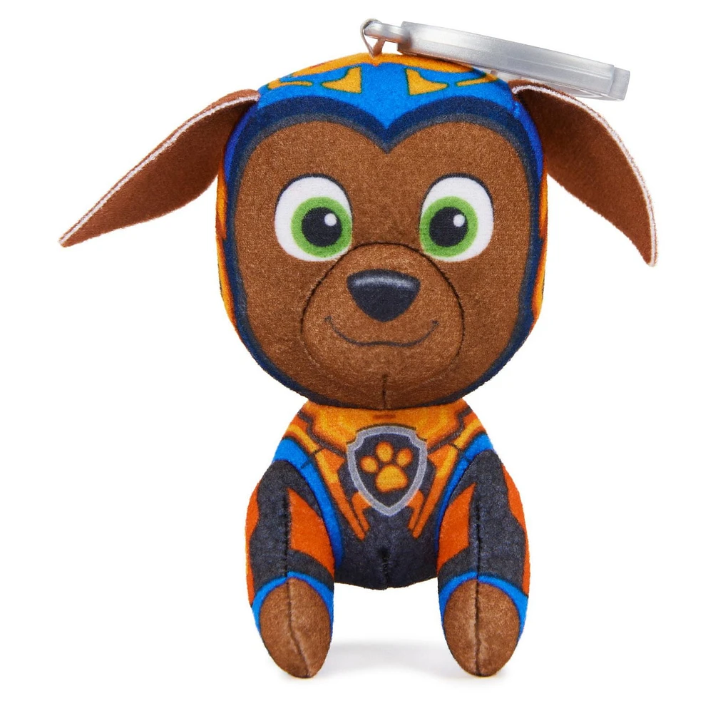 PAW Patrol: The Mighty Movie, 4-Inch Tall Mighty Pups Zuma Plush Toy, Miniature Stuffed Animals with Keychain Clip, Kids Toys for Boys and Girls 3+