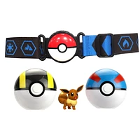 Pokémon Clip 'N' Go Poké Ball Belt Set - 2" Eevee #1, Great Ball, Ultra Ball