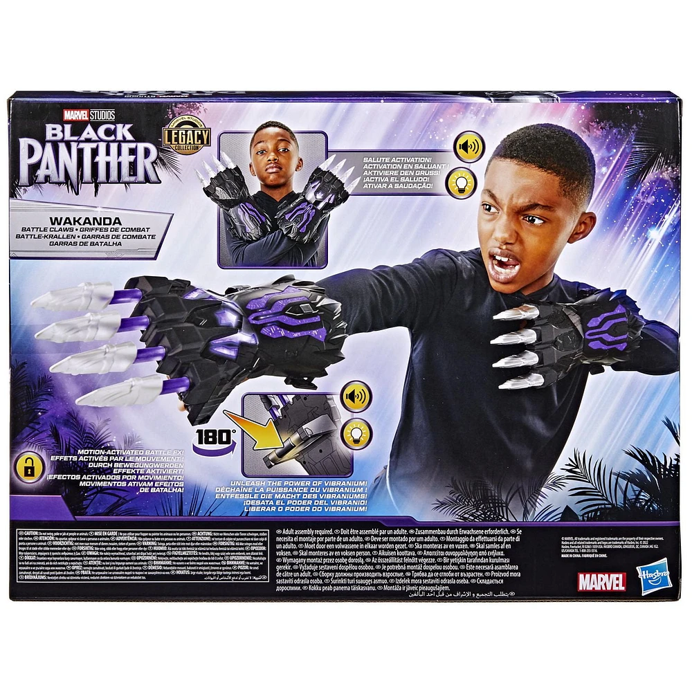 Marvel Studios' Black Panther Legacy Collection Wakanda Battle FX Claws, Light-Up Role Play Toy For Kids 5 and Up